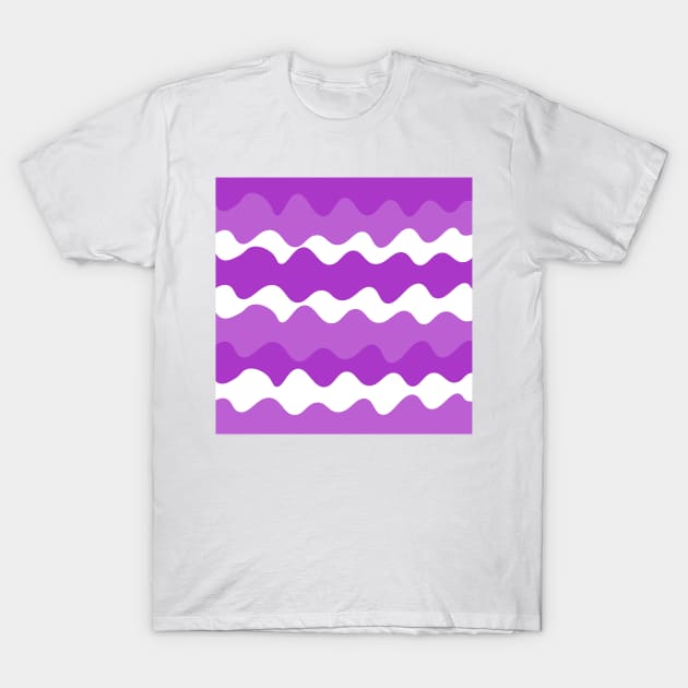 Purple and white horizontal waves pattern T-Shirt by Baobabprintstore